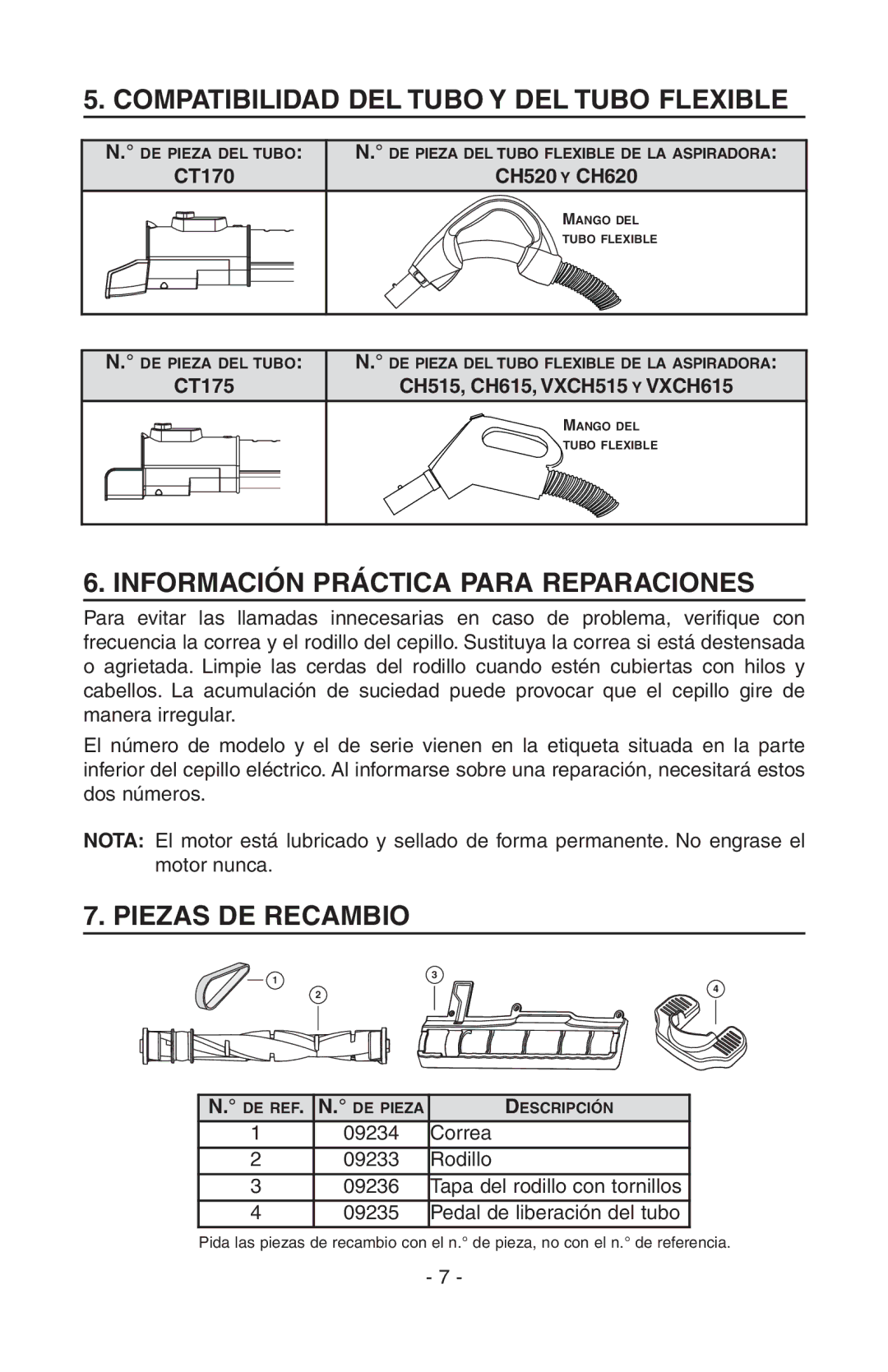 NuTone AB0008 Compatibilidad DEL Tubo Y DEL Tubo Flexible, Información Práctica Para Reparaciones, Piezas DE Recambio 