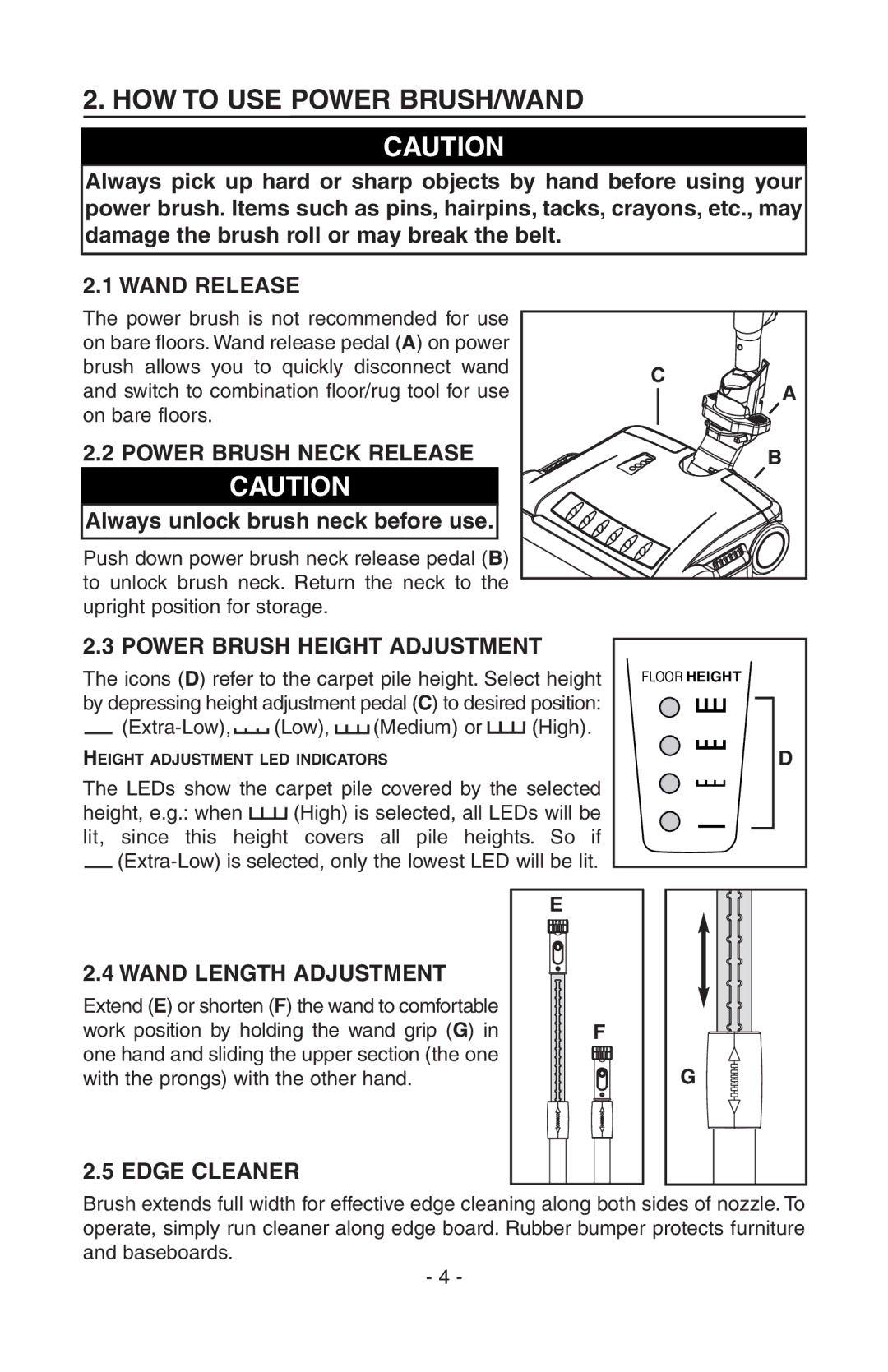 NuTone CT700, AB0008 manual HOW to USE Power BRUSH/WAND 