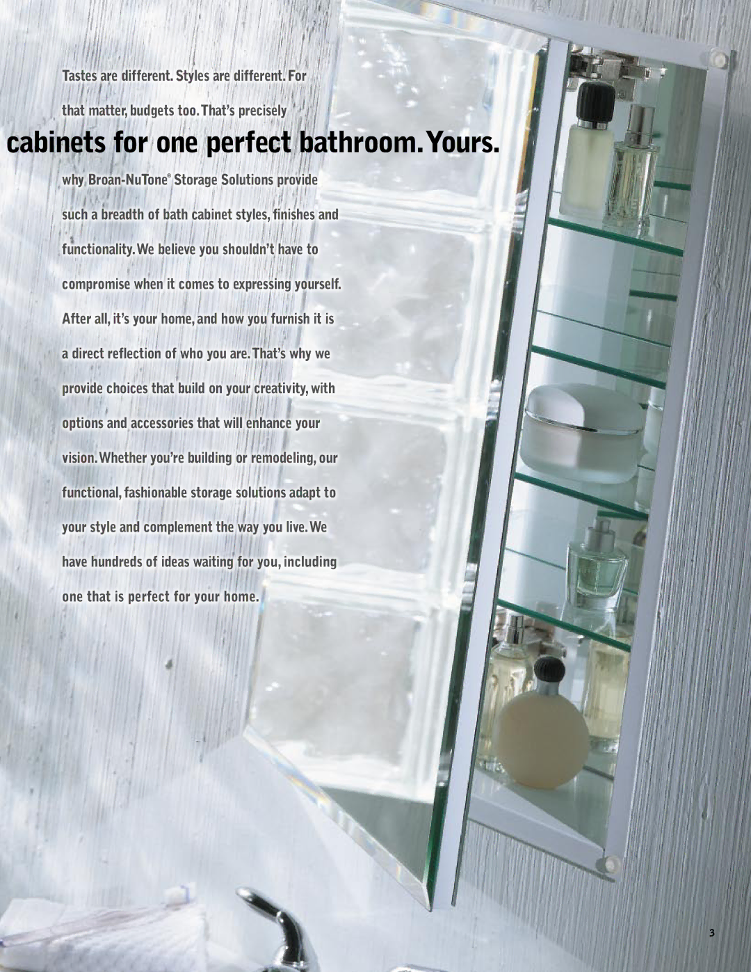 NuTone Hampton Series manual Cabinets for one perfect bathroom. Yours 