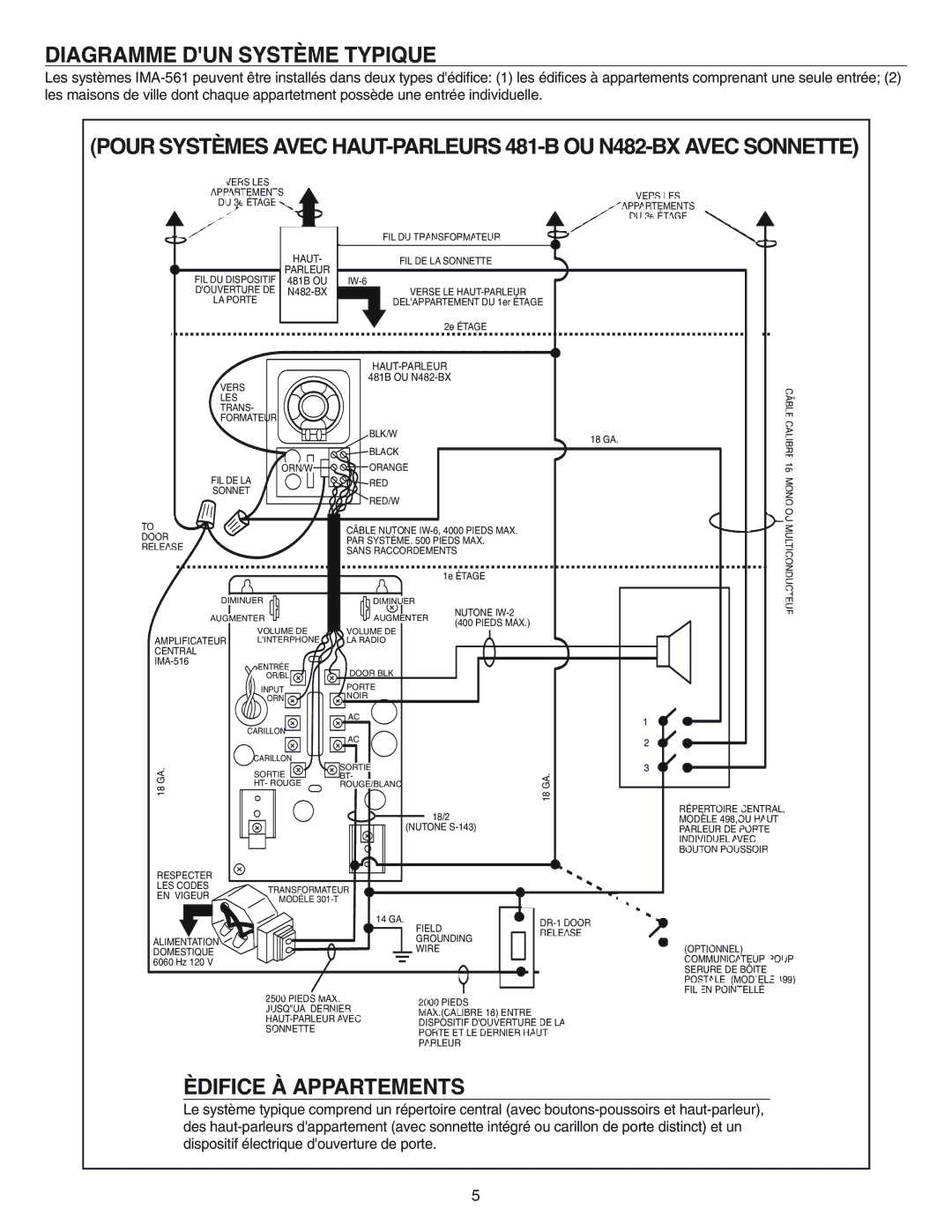 NuTone IA-28, IA-29 operating instructions Diagramme DUN Système Typique, Èdifice À Appartements 