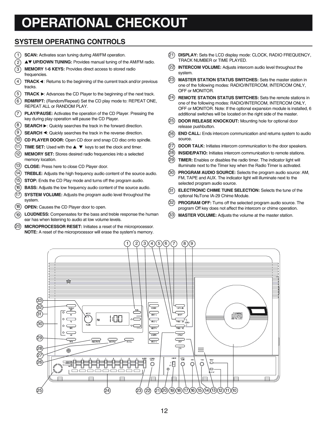 NuTone IM-440 Series installation instructions Master Station Status Switches Sets the master station 