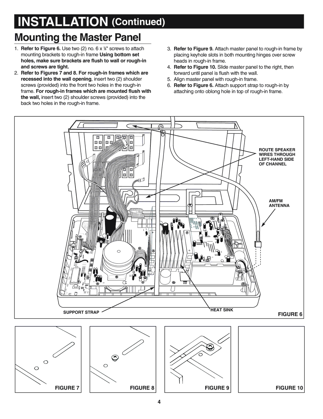 NuTone IMA-3033 Series Master Station installation instructions Mounting the Master Panel 