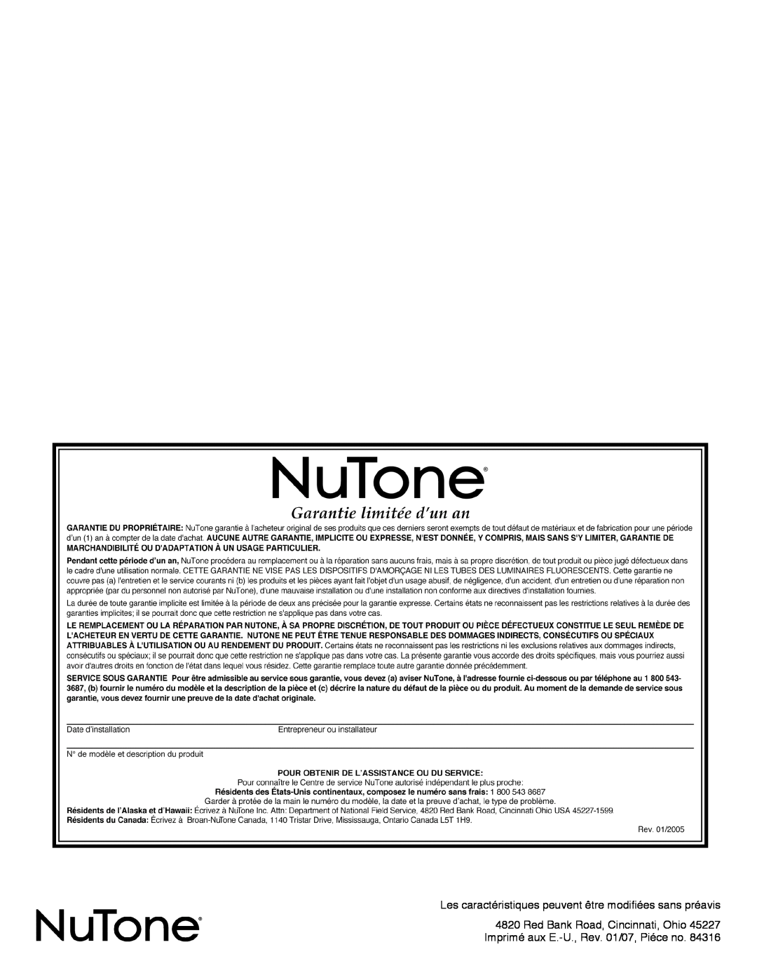 NuTone LA-52 Series installation instructions 