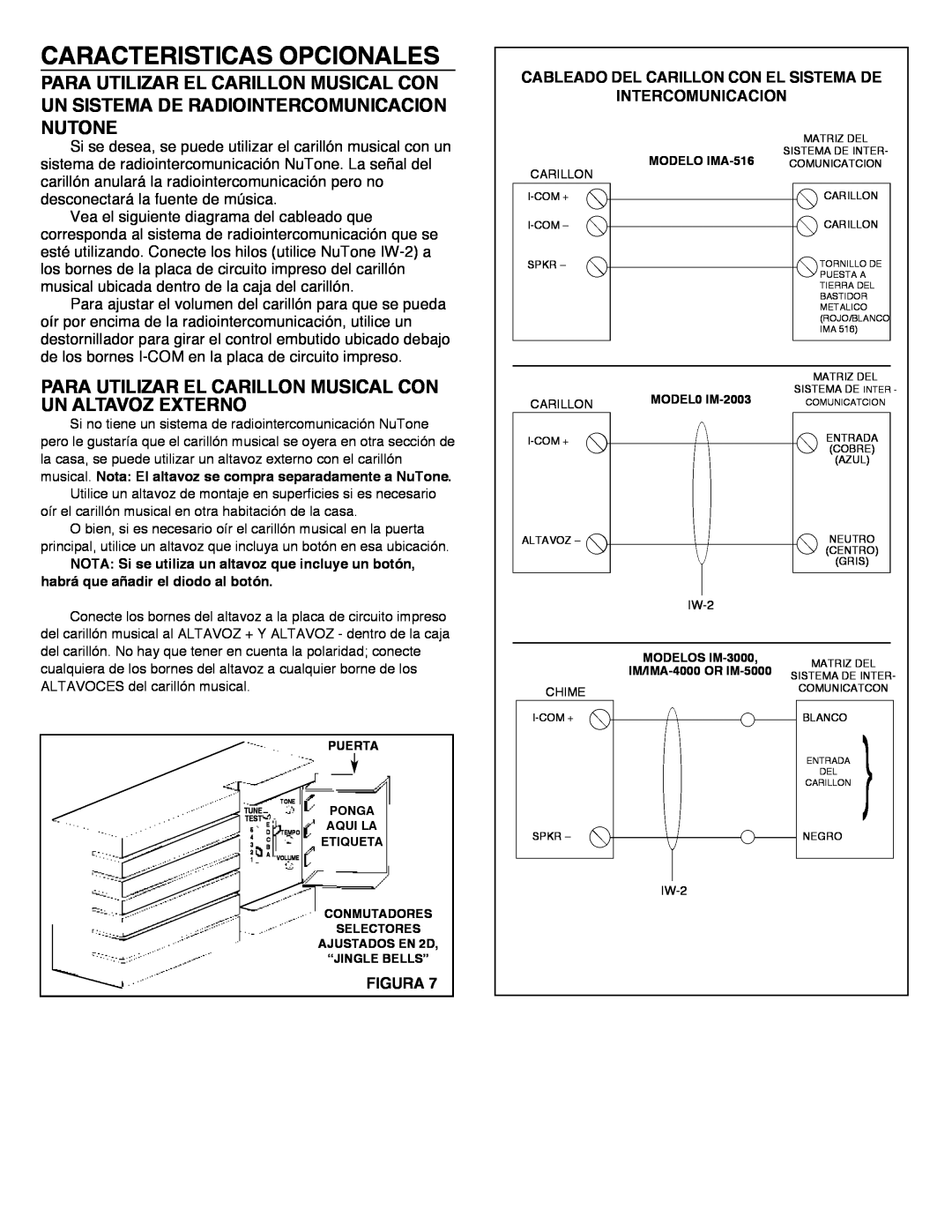 NuTone LA-52 Series Caracteristicas Opcionales, Cableado Del Carillon Con El Sistema De, Intercomunicacion, Figura 