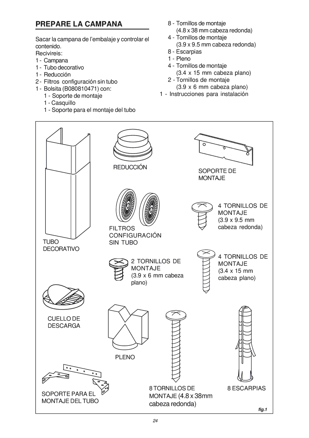 NuTone NP503004, NP50000 manual Prepare LA Campana 