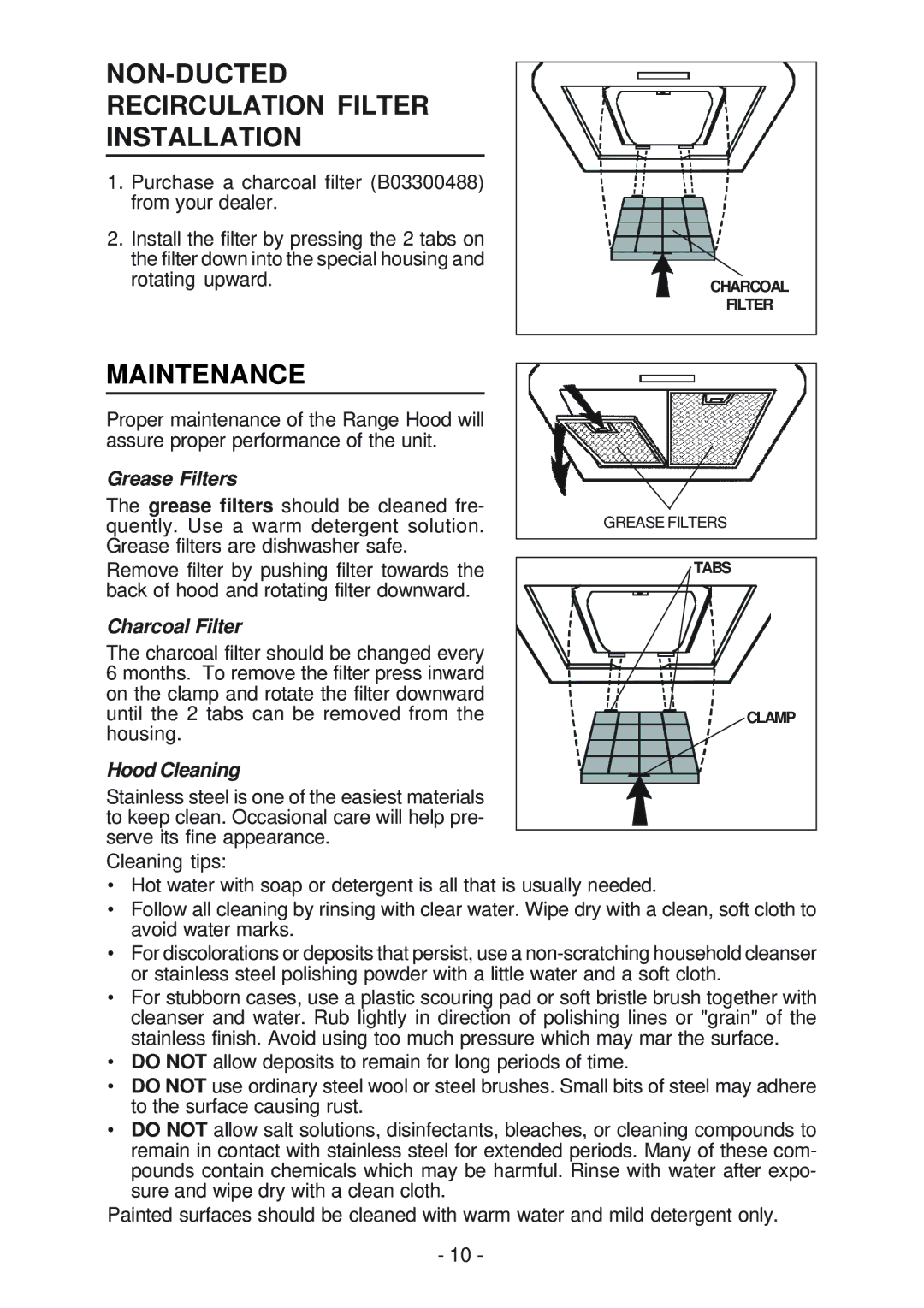 NuTone NP51000 NON-DUCTED Recirculation Filter Installation, Maintenance, Grease Filters, Charcoal Filter, Hood Cleaning 