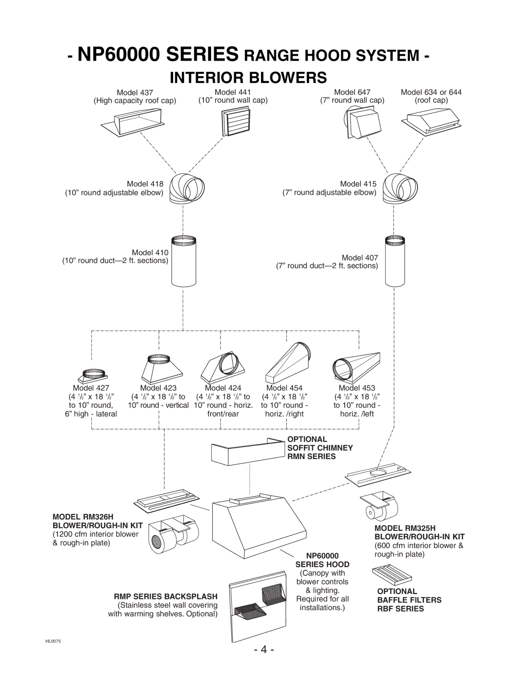 NuTone installation instructions NP60000 Series Range Hood System Interior Blowers 