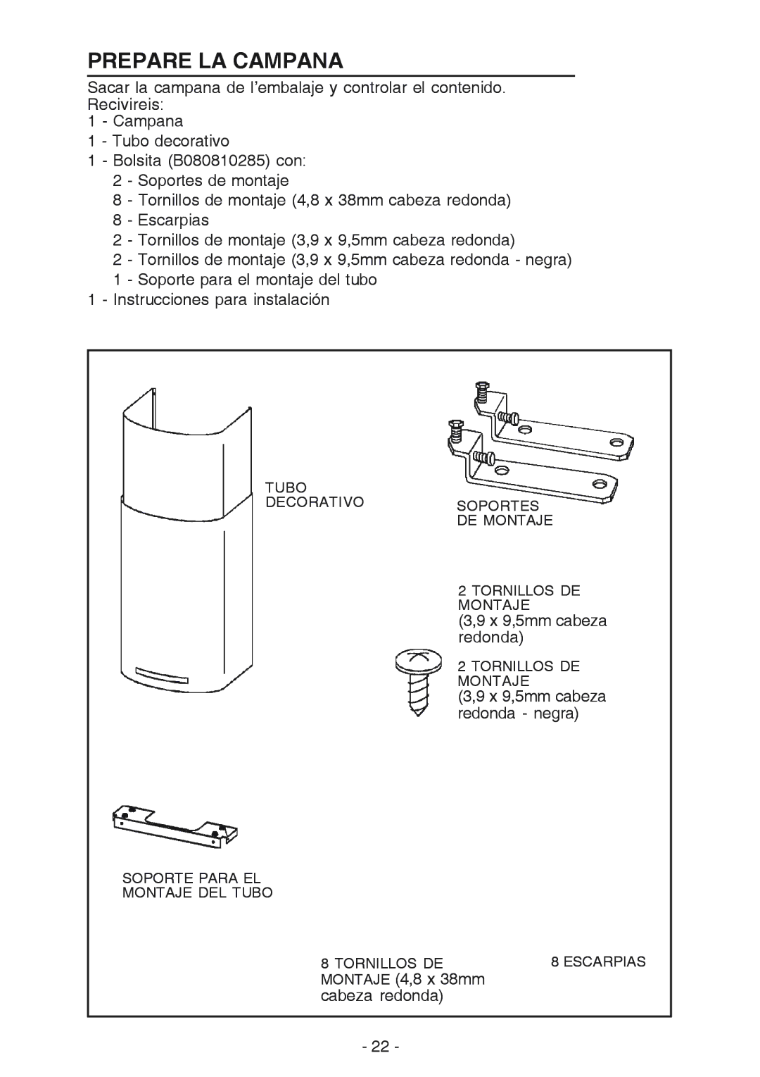 NuTone NP629004 manual Prepare LA Campana 