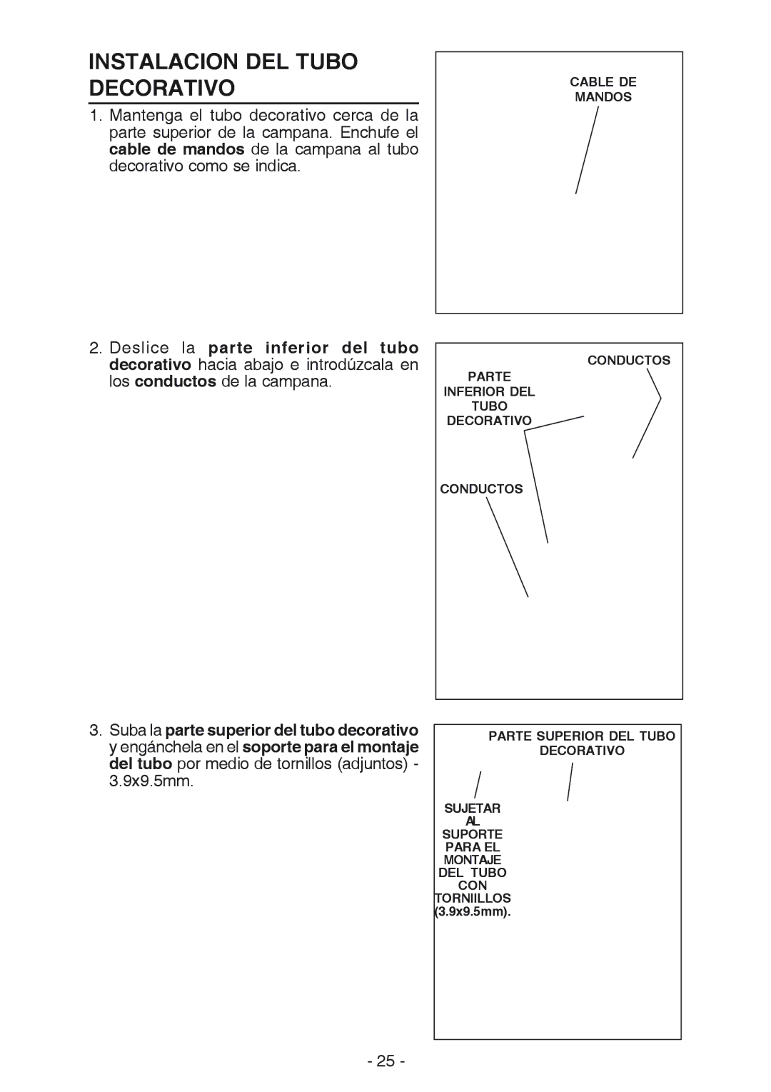 NuTone NP629004 manual Instalacion DEL Tubo Decorativo 