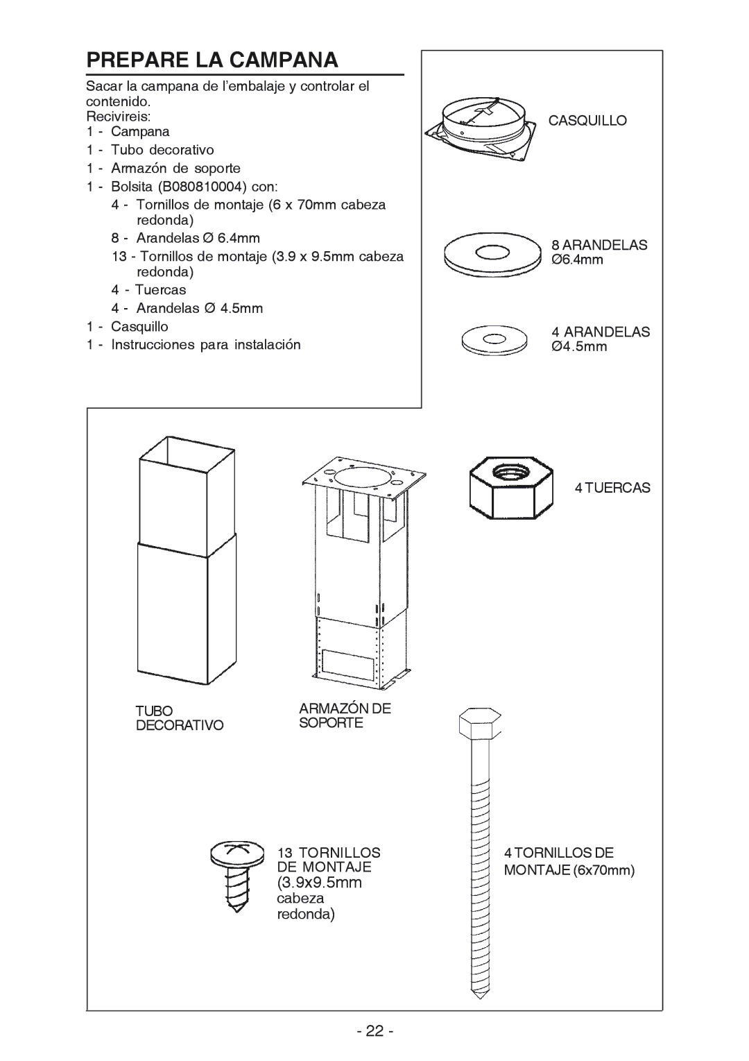 NuTone NP63000 manual Prepare LA Campana 