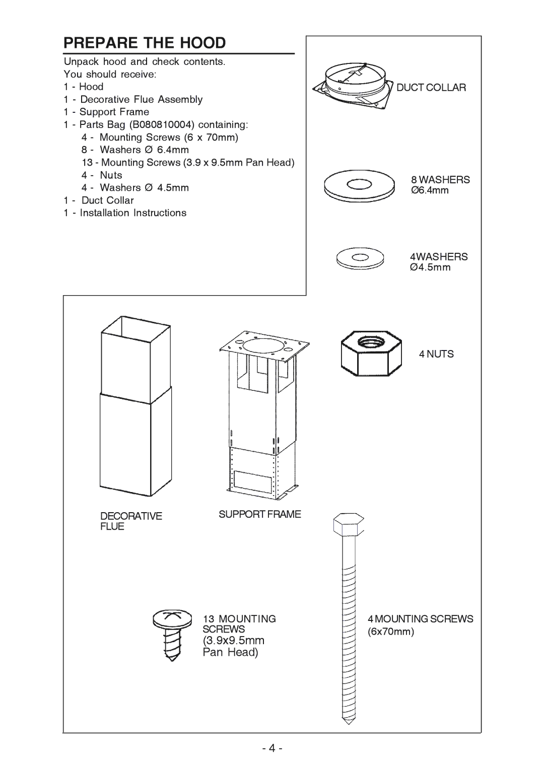 NuTone NP63000 manual Prepare the Hood 