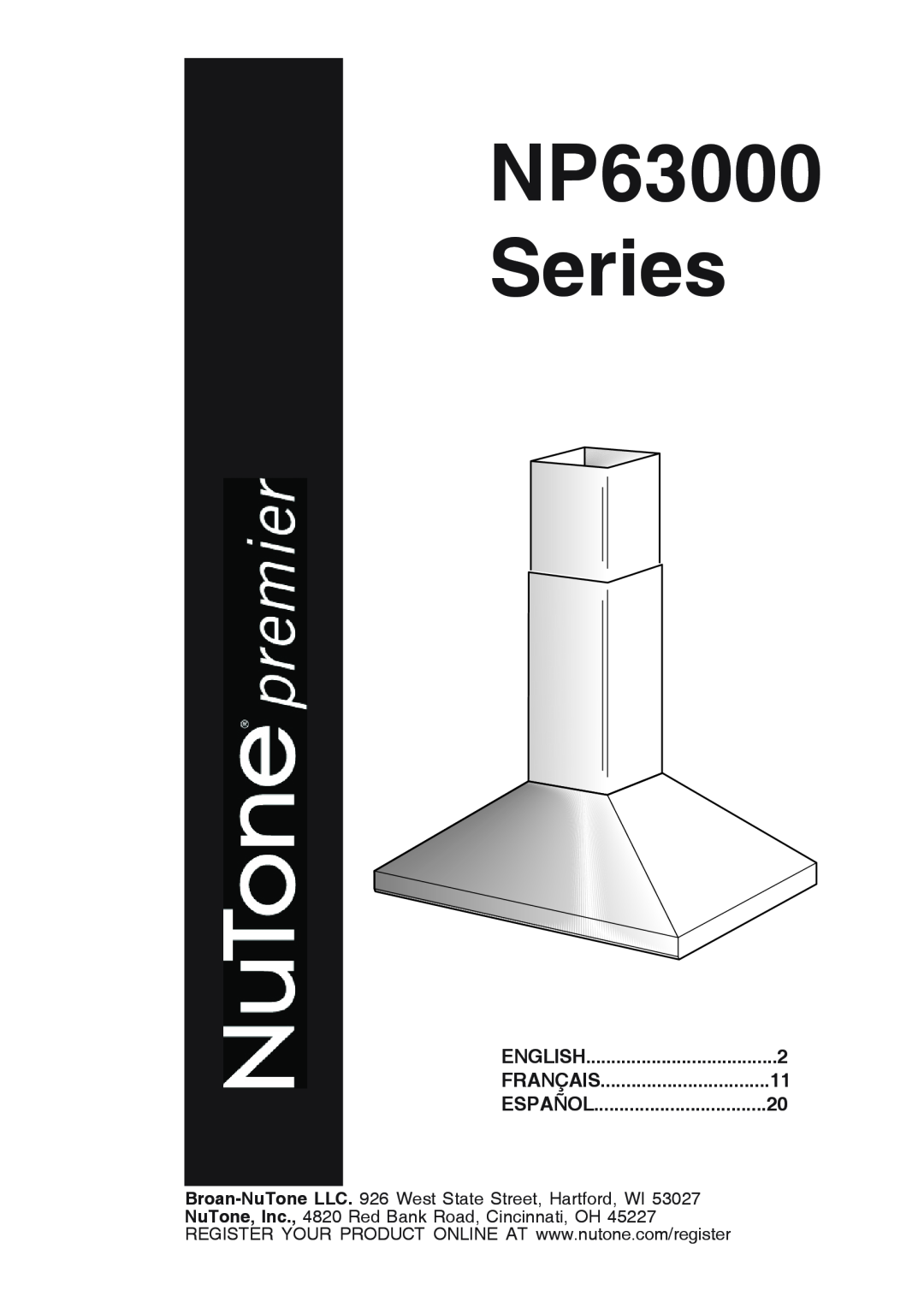 NuTone manual NP63000 Series, Français, Español, English 