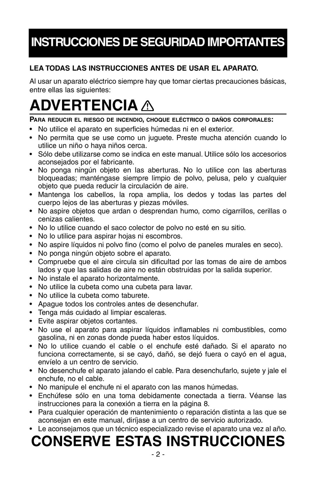 NuTone SFDB-DC, CV400 manual Advertencia 