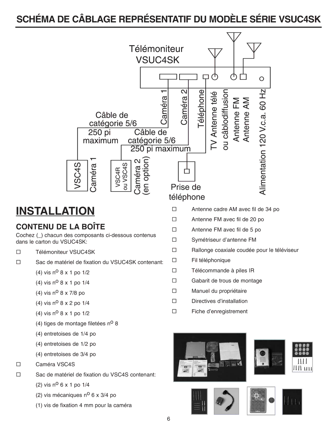 NuTone installation instructions Schéma DE Câblage Représentatif DU Modèle Série VSUC4SK 