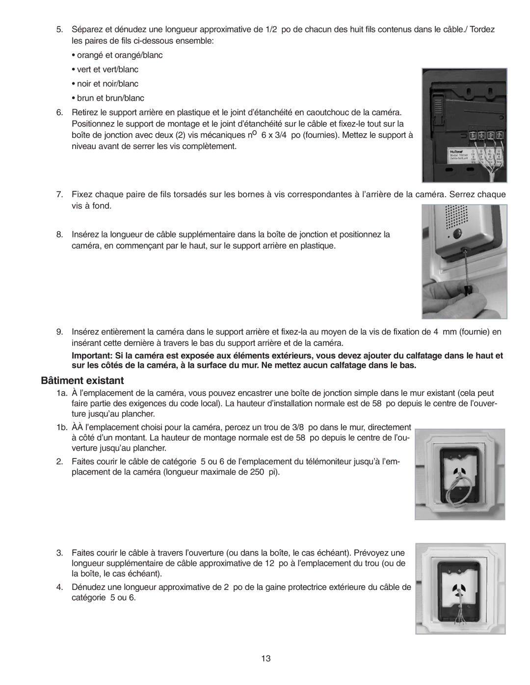 NuTone VSUC4SK installation instructions Bâtiment existant 