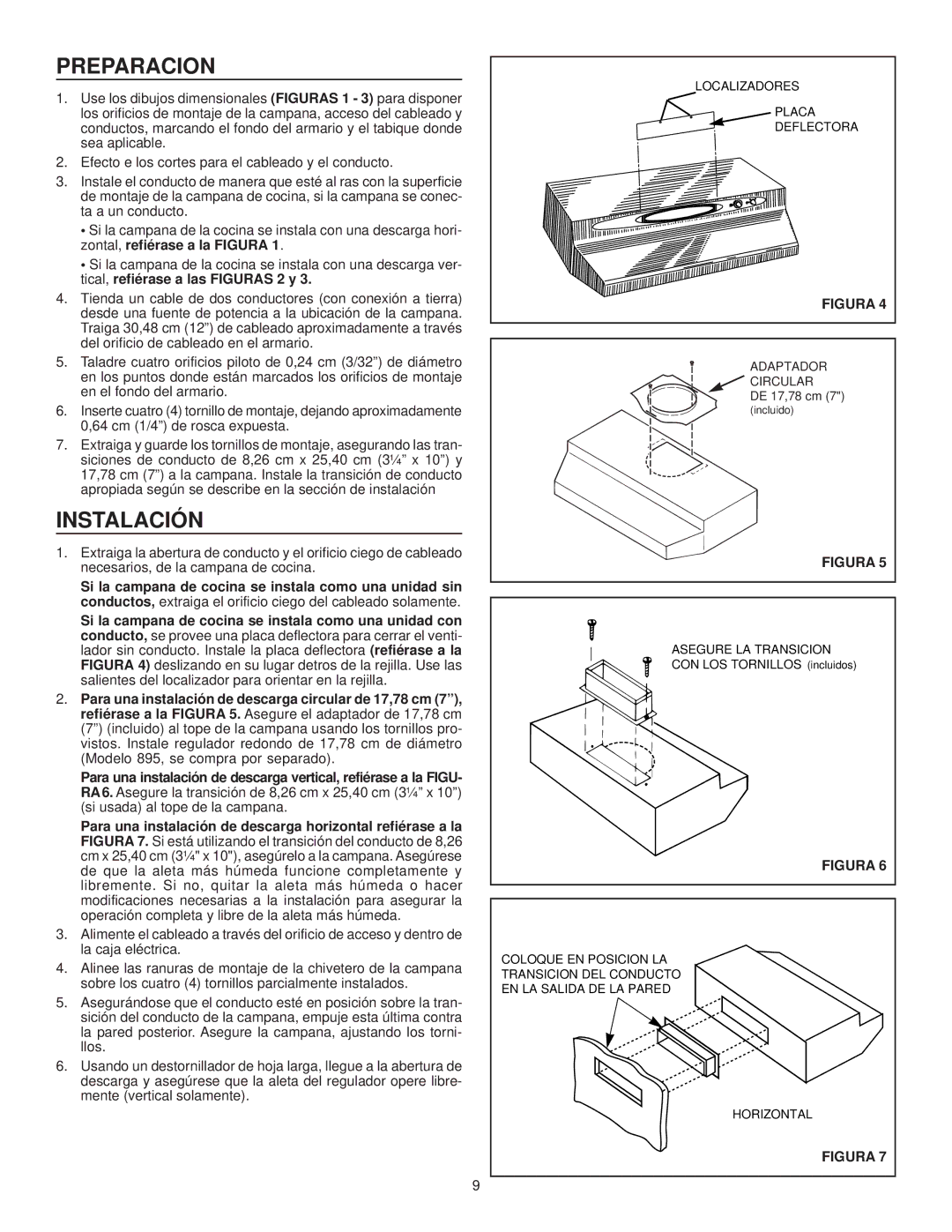 NuTone WA6500 installation instructions Preparacion, Instalación 