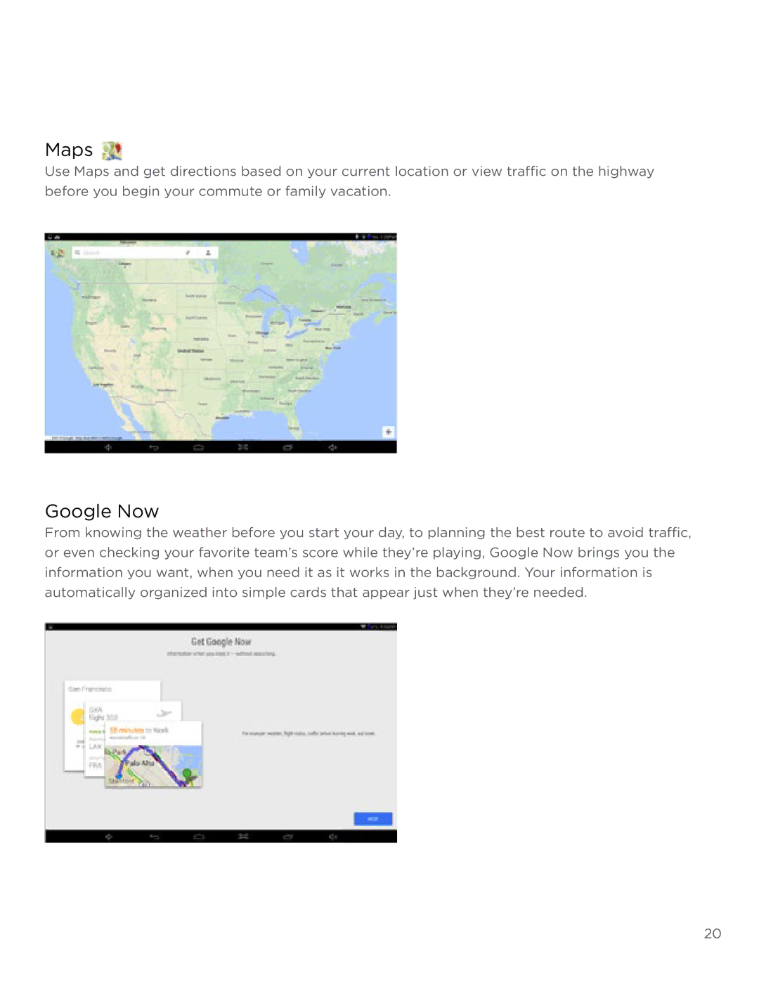 NuVision TM1088C user manual Maps, Google Now 