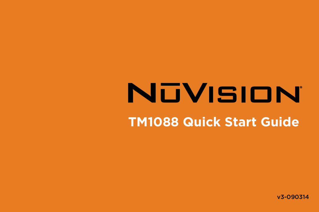 NuVision quick start Chapter Title, TM1088 Quick Start Guide, v3-090314 
