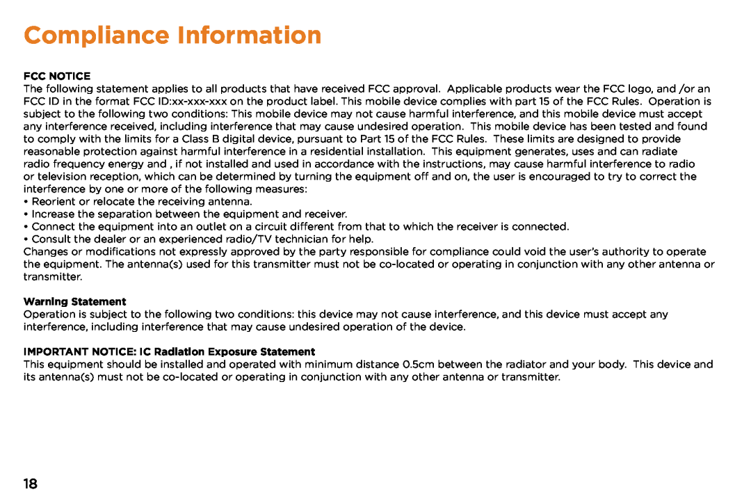 NuVision TM1088 Compliance Information, Fcc Notice, Warning Statement, IMPORTANT NOTICE IC Radiation Exposure Statement 
