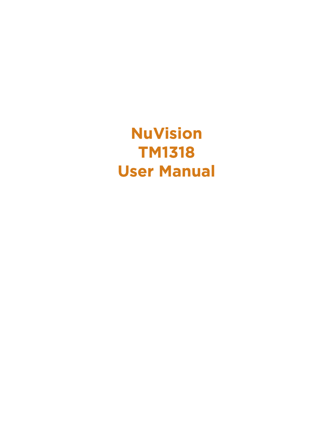 NuVision TM1218 user manual NuVision TM1318 User Manual 