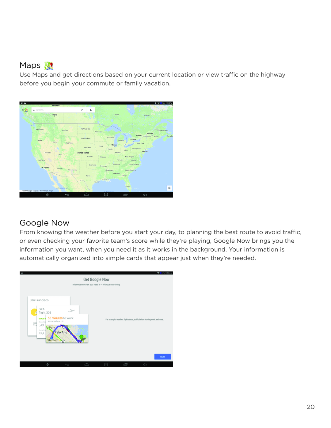 NuVision TM1218 user manual Maps, Google Now 