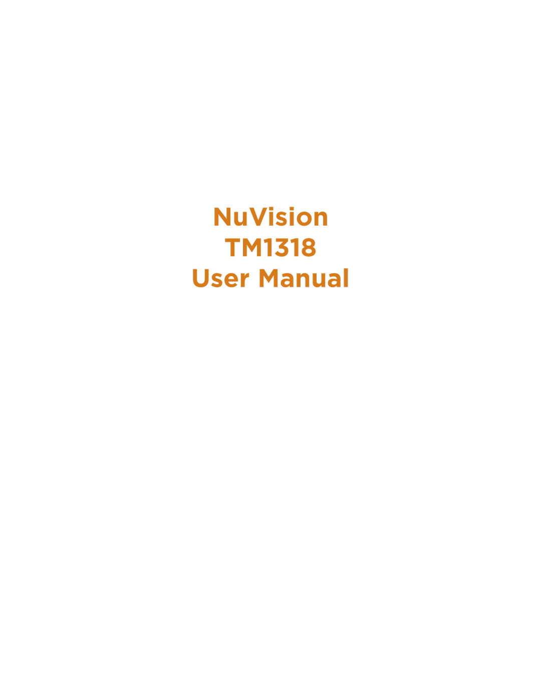 NuVision TM1218 user manual NuVision TM1318 