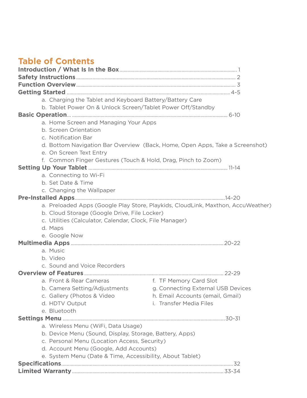 NuVision TM1218 user manual Table of Contents 