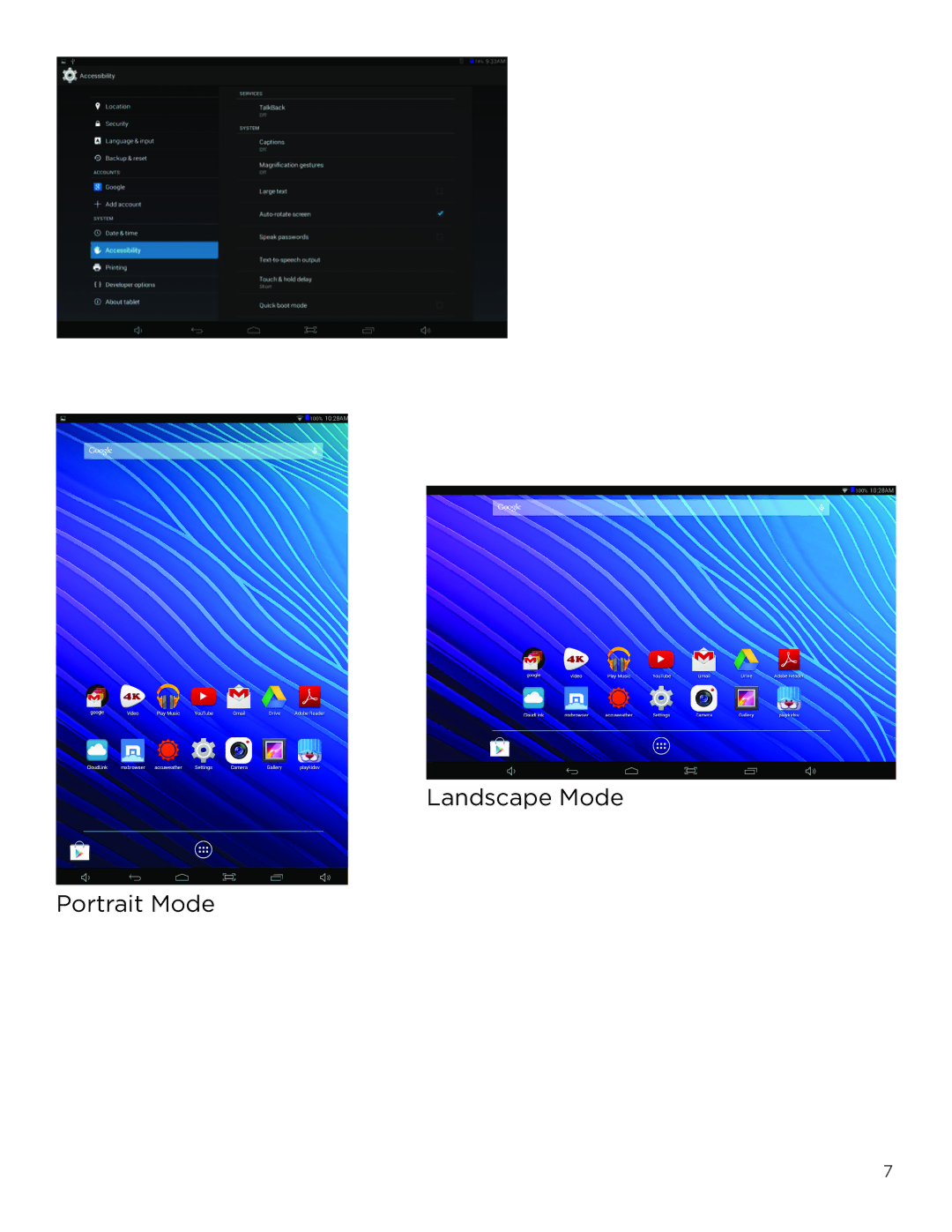 NuVision TM1218 user manual Landscape Mode Portrait Mode 