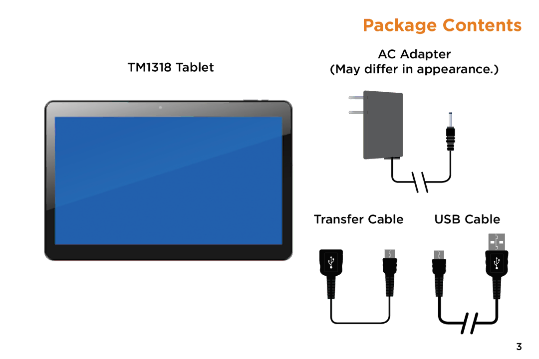 NuVision TM1318 quick start Package Contents 