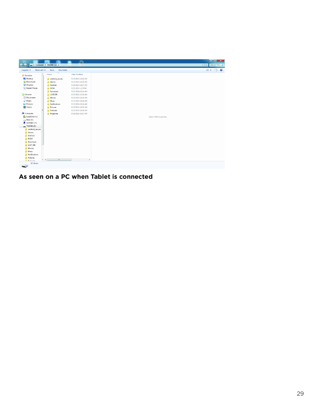 NuVision TM800A520L user manual As seen on a PC when Tablet is connected 