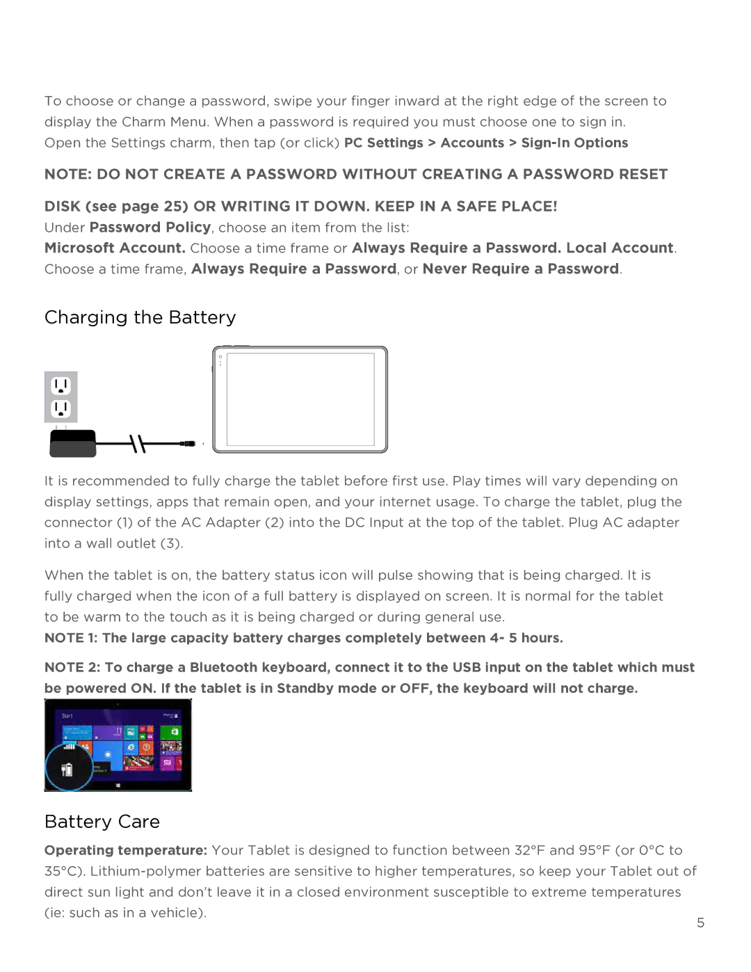 NuVision TM808 user manual Charging the Battery, Battery Care 