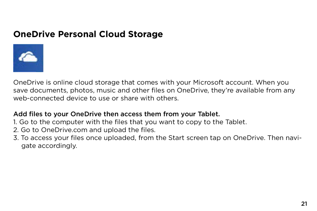 NuVision TM808 quick start OneDrive Personal Cloud Storage 