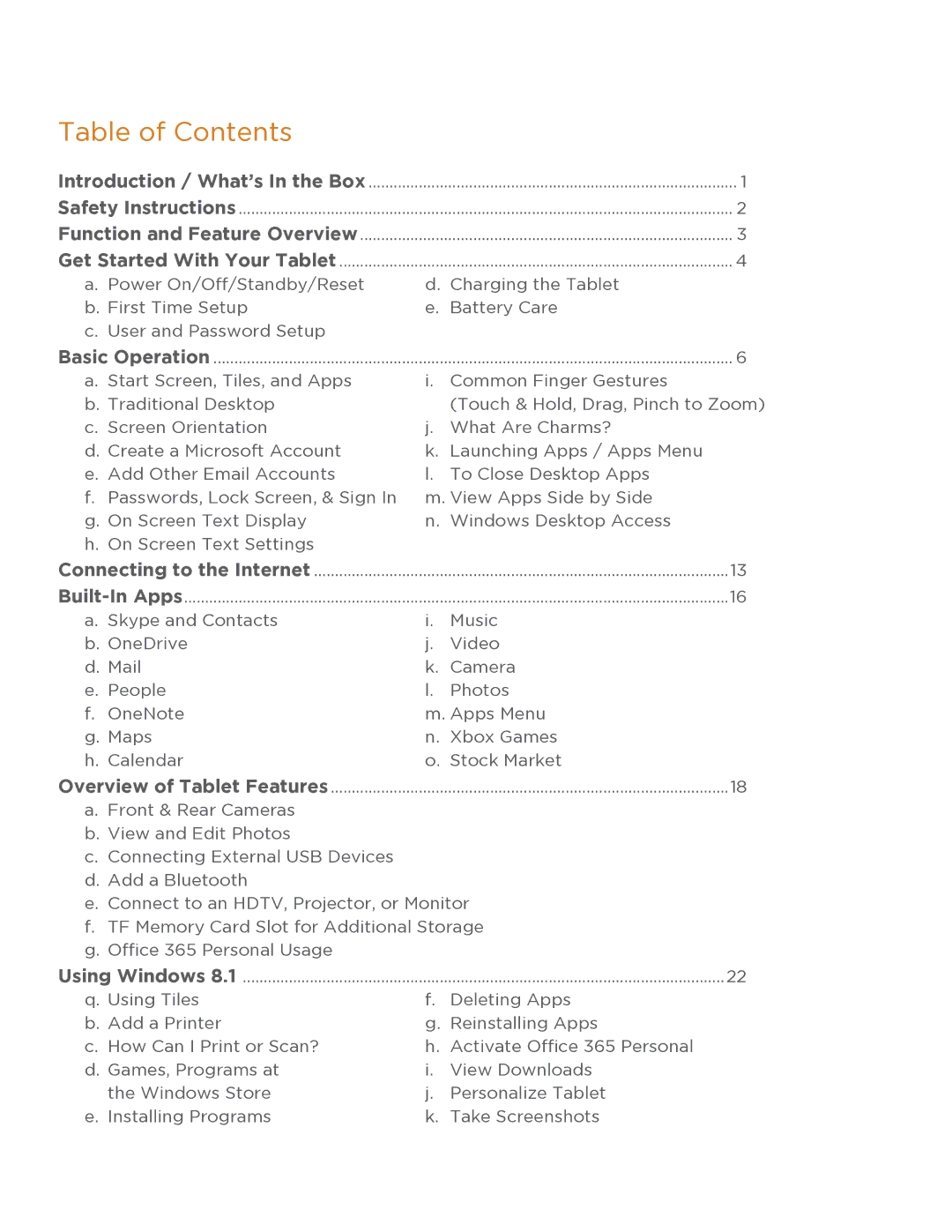 NuVision TM818 user manual Table of Contents 