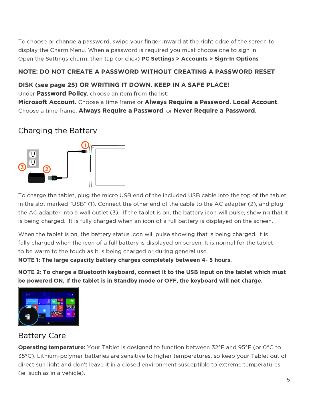 NuVision TM818 user manual Charging the Battery, Battery Care 