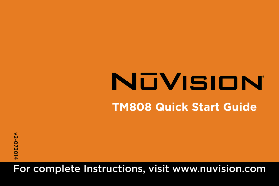 NuVision v2-073014 quick start TM808 Quick Start Guide, Chapter Title 