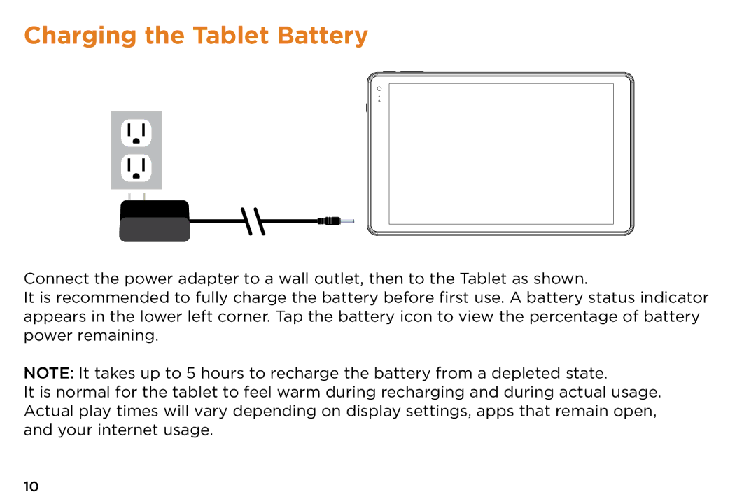 NuVision v2-073014 quick start Charging the Tablet Battery 