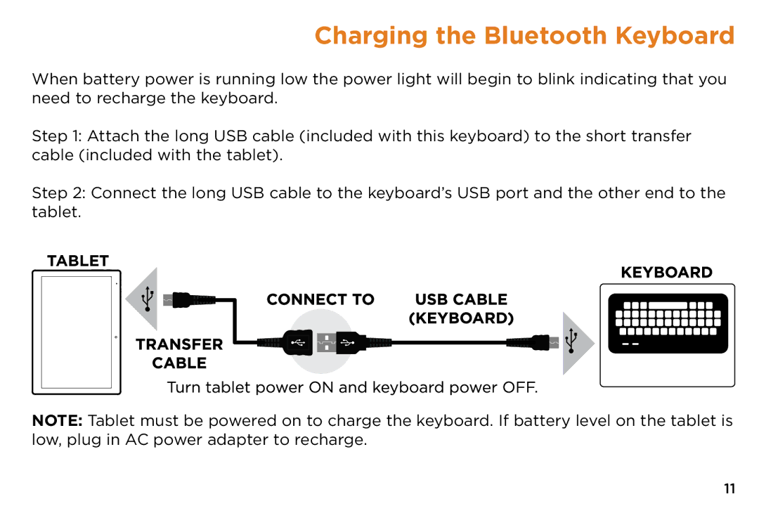 NuVision v2-073014 quick start Charging the Bluetooth Keyboard 