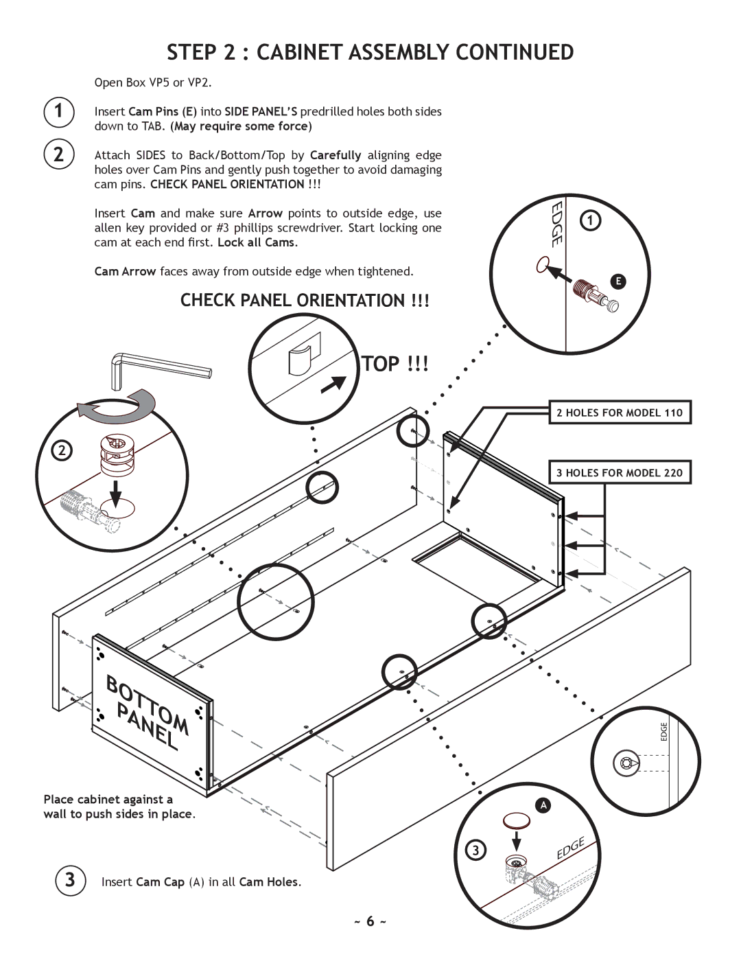 Nuvo 110, 220 manual Check Panel Orientation !!! TOP 