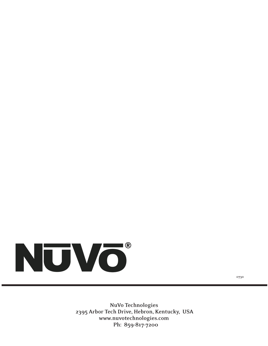 Nuvo NV-A4DS-UK installation manual NuVo Technologies Arbor Tech Drive, Hebron, Kentucky, USA 