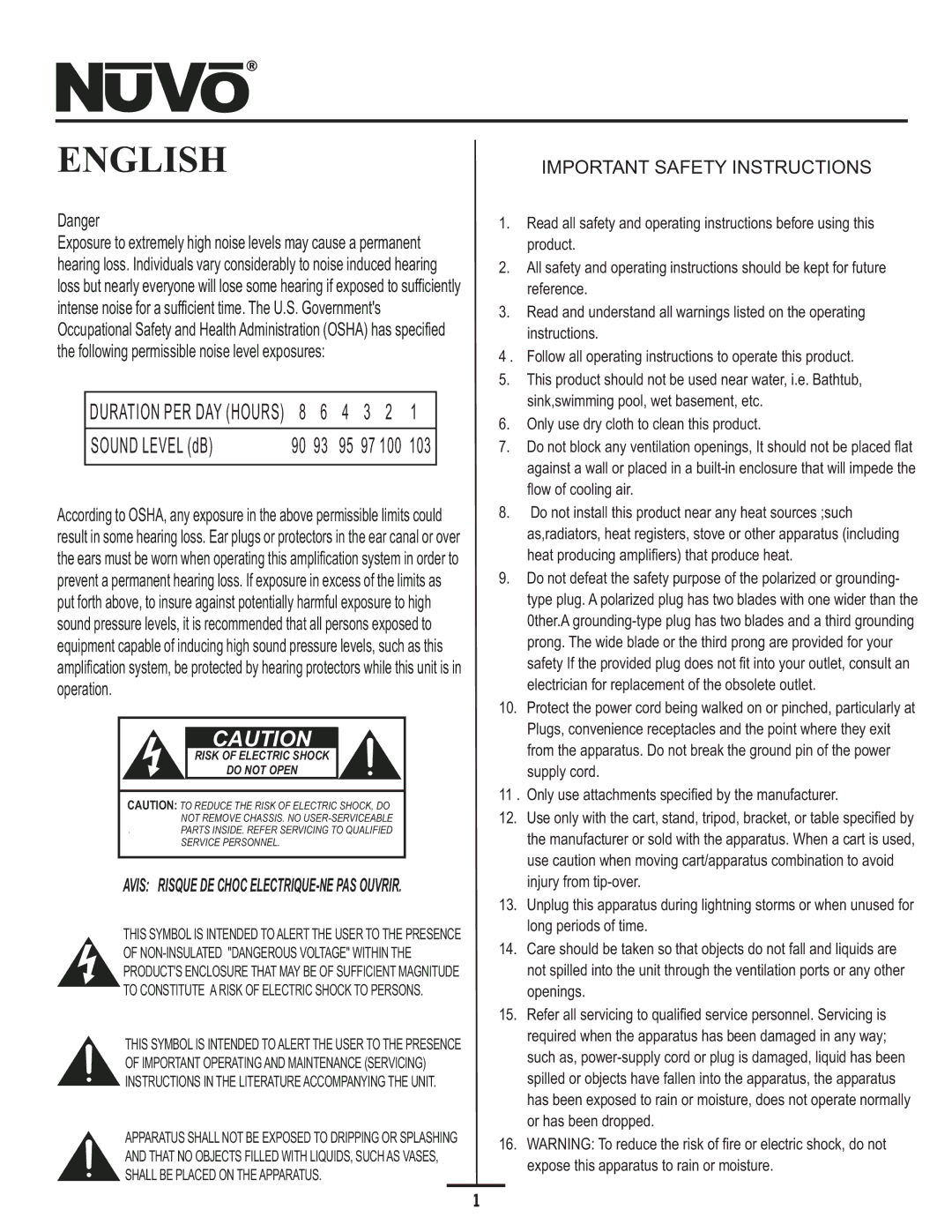 Nuvo NV-A4DS-UK installation manual English 