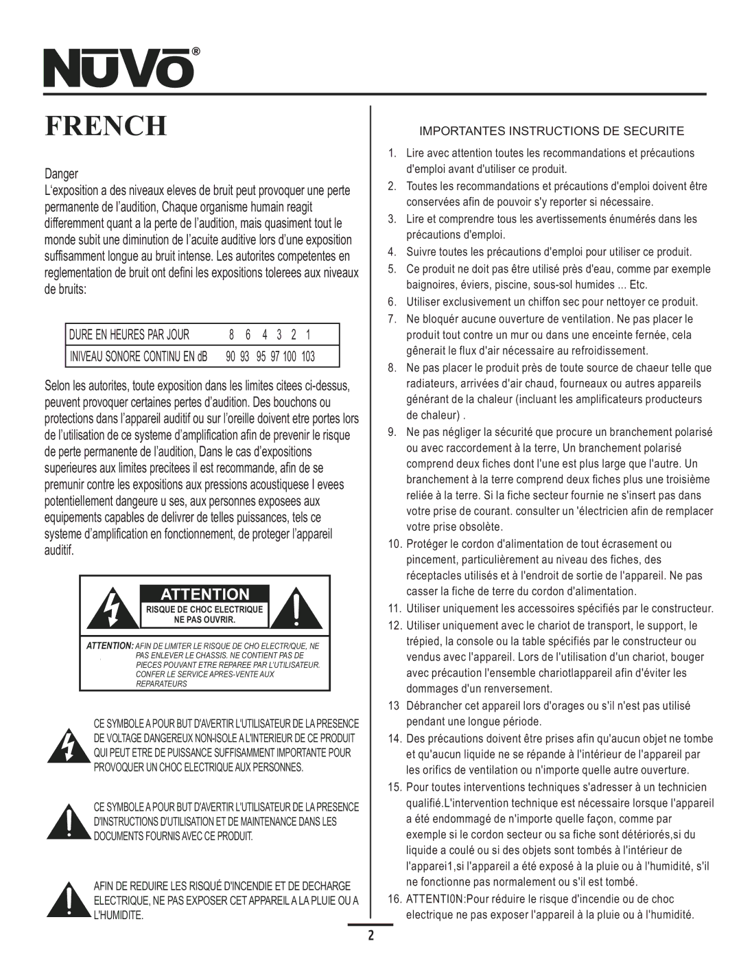 Nuvo NV-A4DS-UK installation manual French, 103 