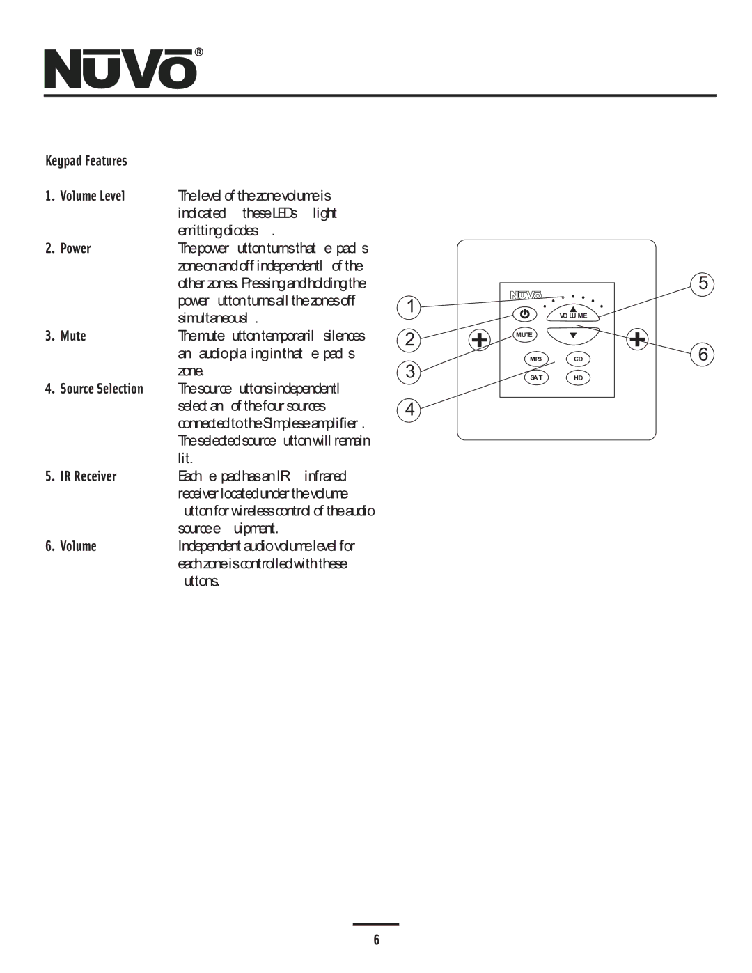 Nuvo NV-A4DS-UK installation manual Mute Simultaneously, Zone, IR Receiver, Volume Source equipment, Buttons 