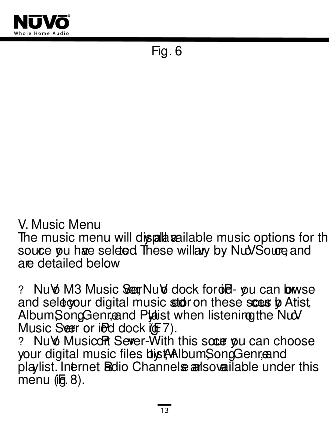 Nuvo NV-CTP36 manual Music Menu 