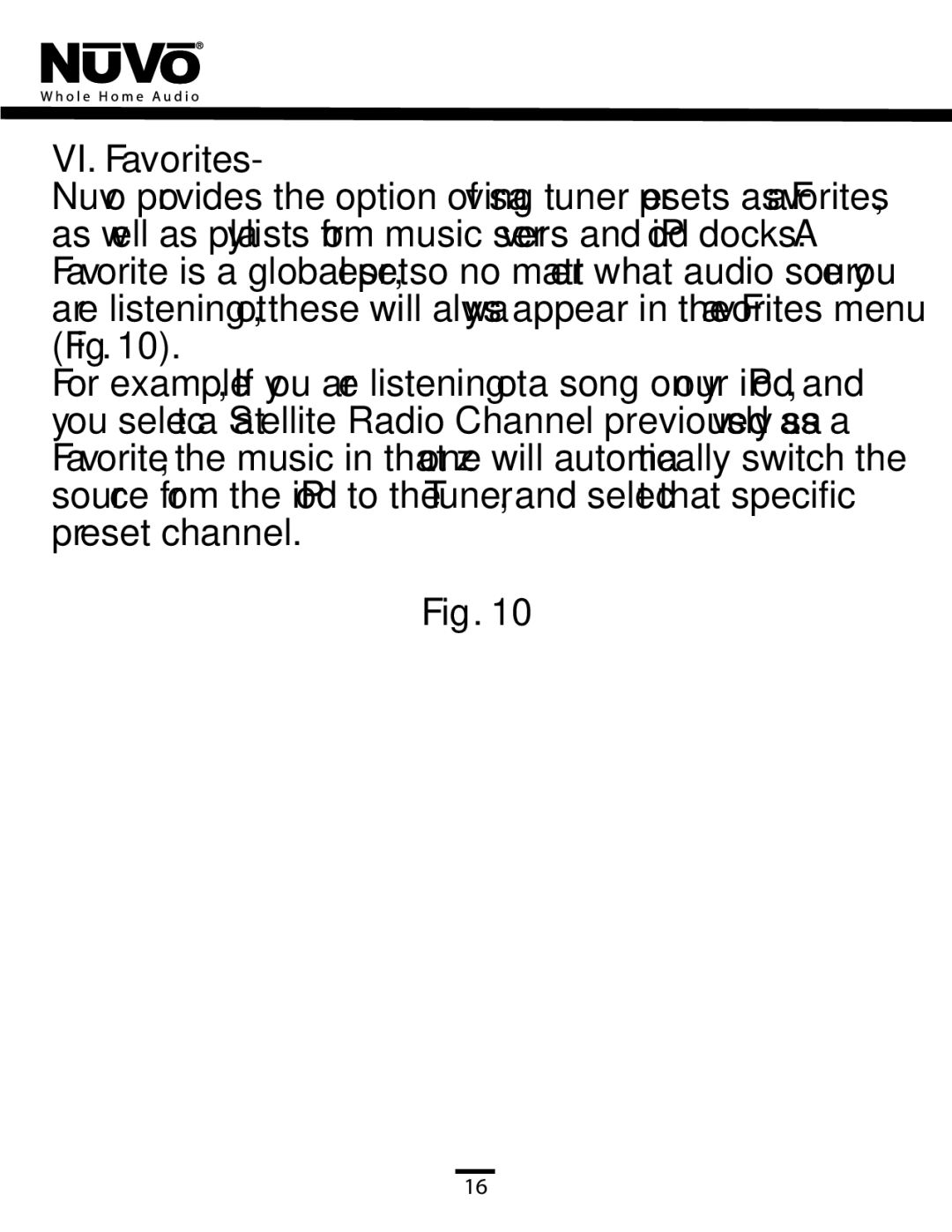 Nuvo NV-CTP36 manual VI. Favorites 