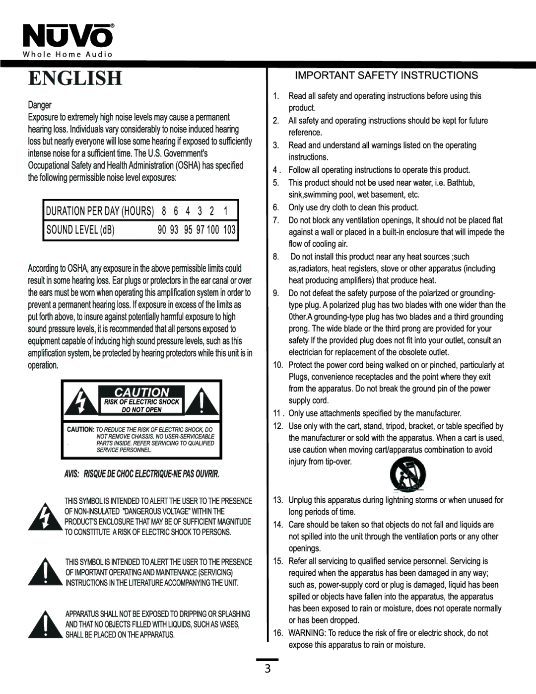 Nuvo NV-CTP36 manual 