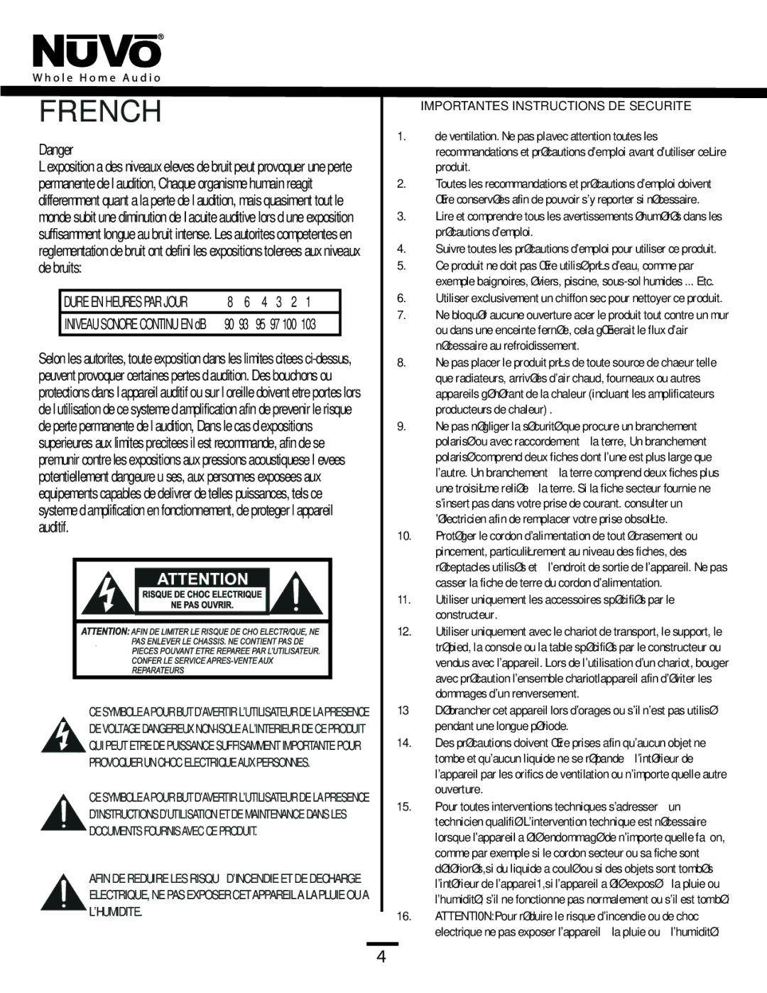 Nuvo NV-CTP36 manual French 