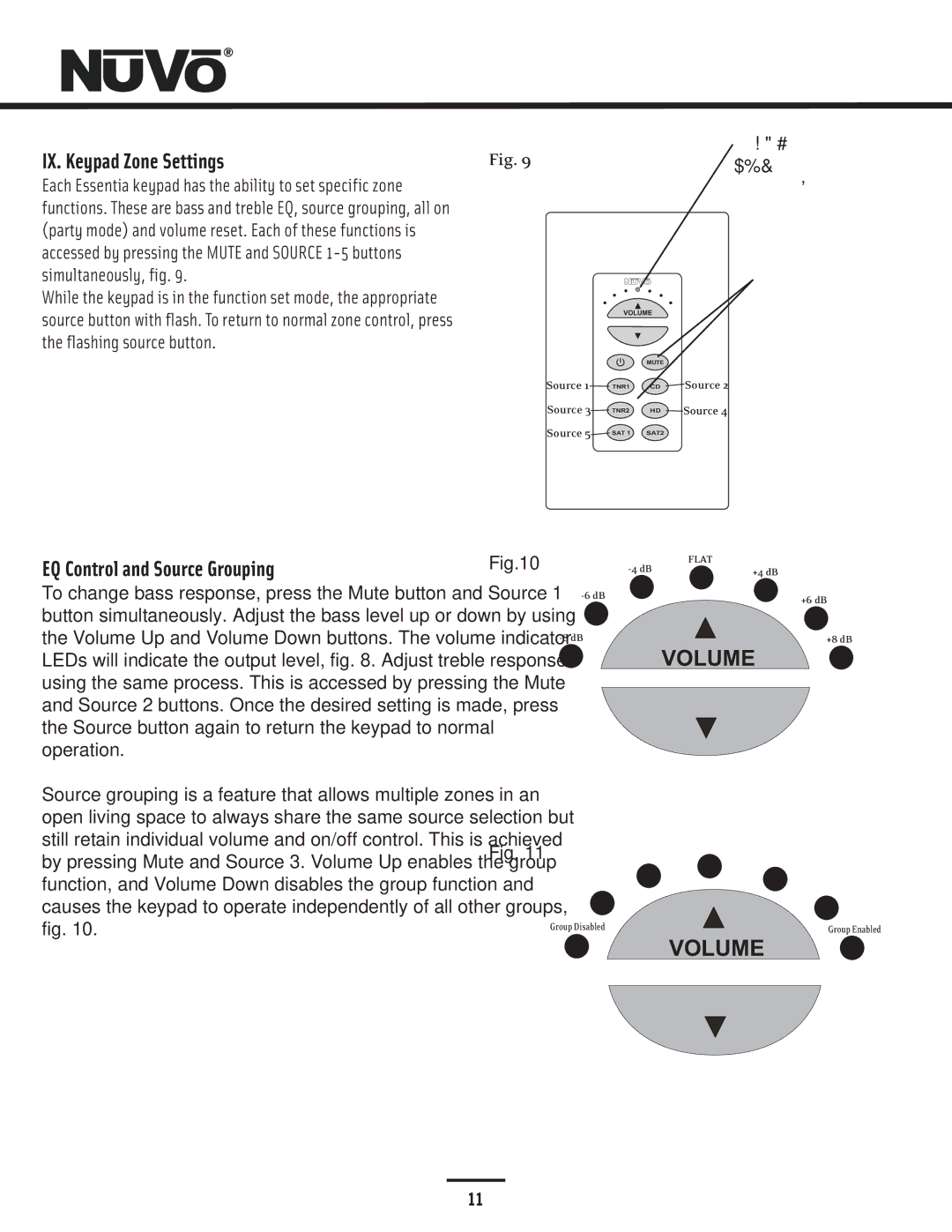 Nuvo NV-E6DMS-DC, NV-E6DXS-DC manual IX. Keypad Zone Settings, EQ Control and Source Grouping 