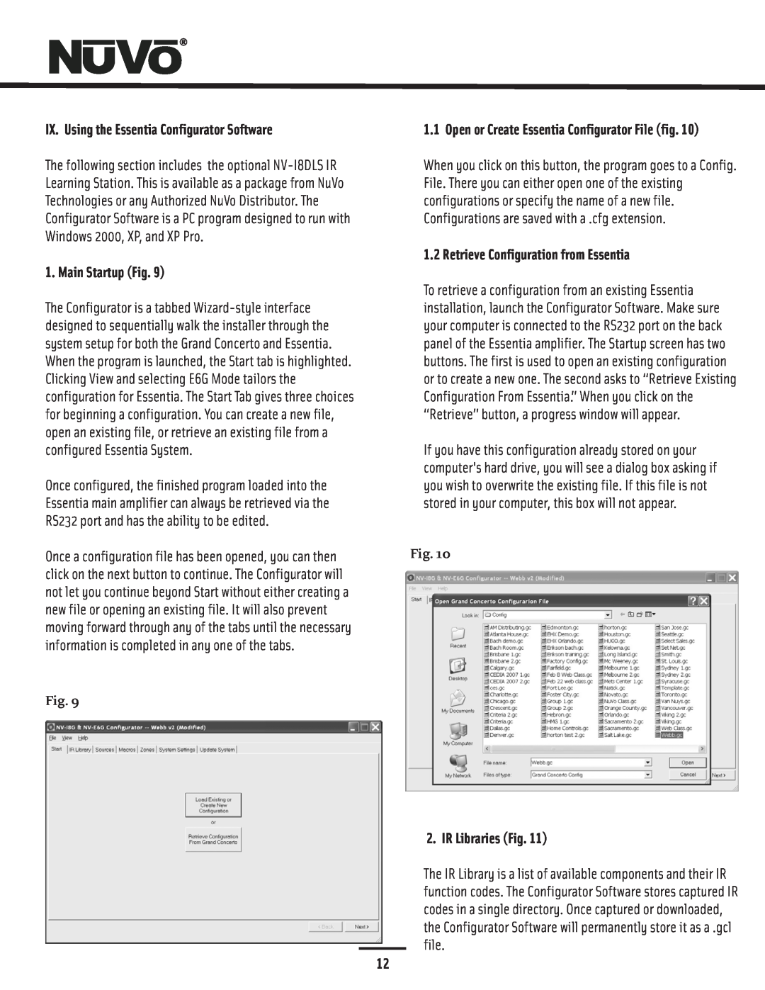 Nuvo NV-E6GXS manual IX. Using the Essentia Configurator Software, Main Startup Fig, Retrieve Configuration from Essentia 
