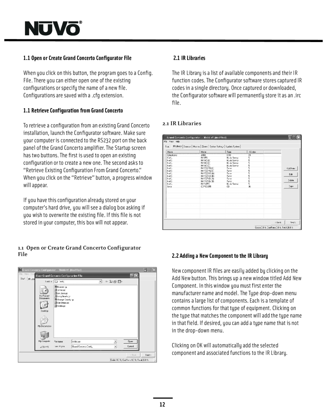 Nuvo NV-I8GXS manual Open or Create Grand Concerto Configurator File, Retrieve Configuration from Grand Concerto 