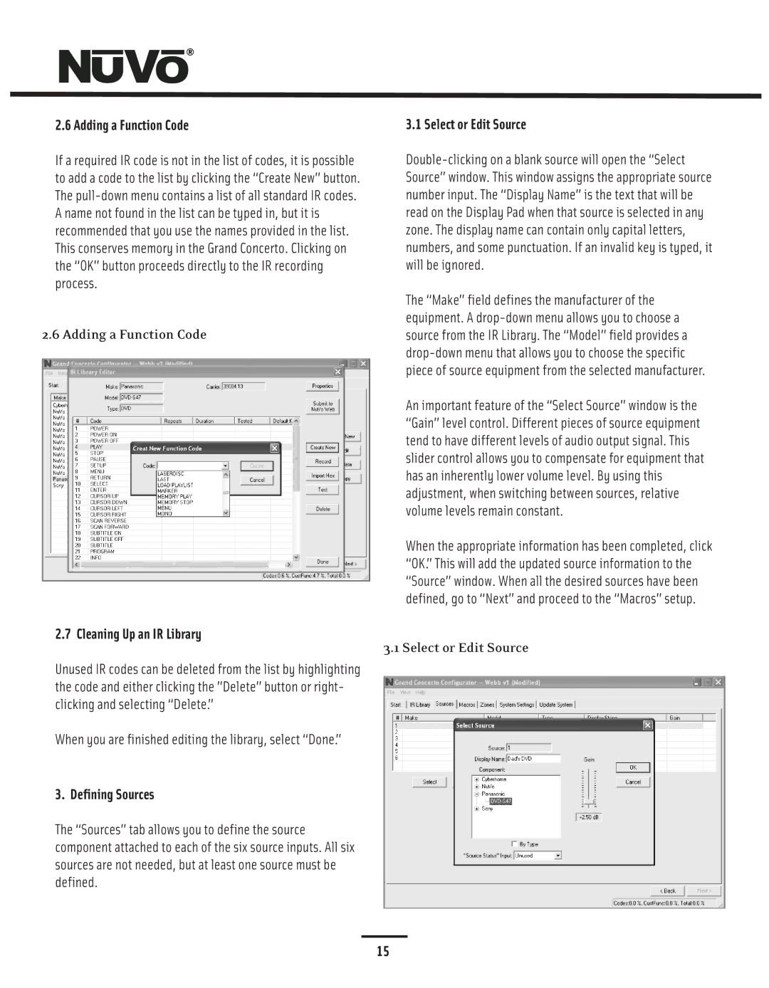 Nuvo NV-I8GMS, NV-I8GXS manual Adding a Function Code, Select or Edit Source 